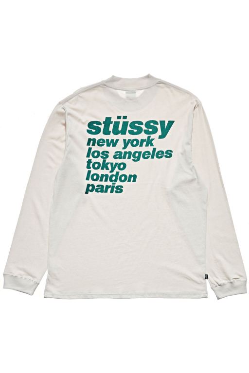 Stussy Mens Cities Long Sleeve T Shirt White - EYDIP3629